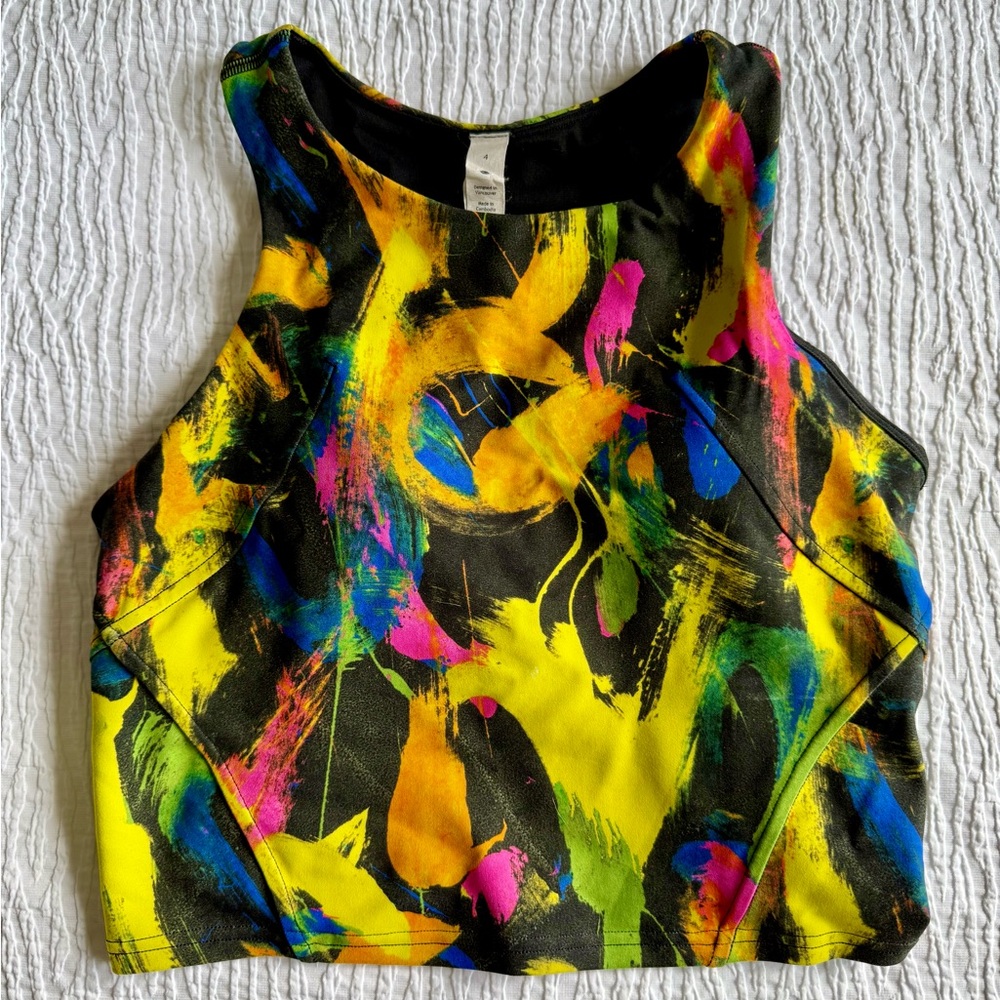 Lululemon Athletica Neon Brushstroke Crop Tank Top - Sports Bra